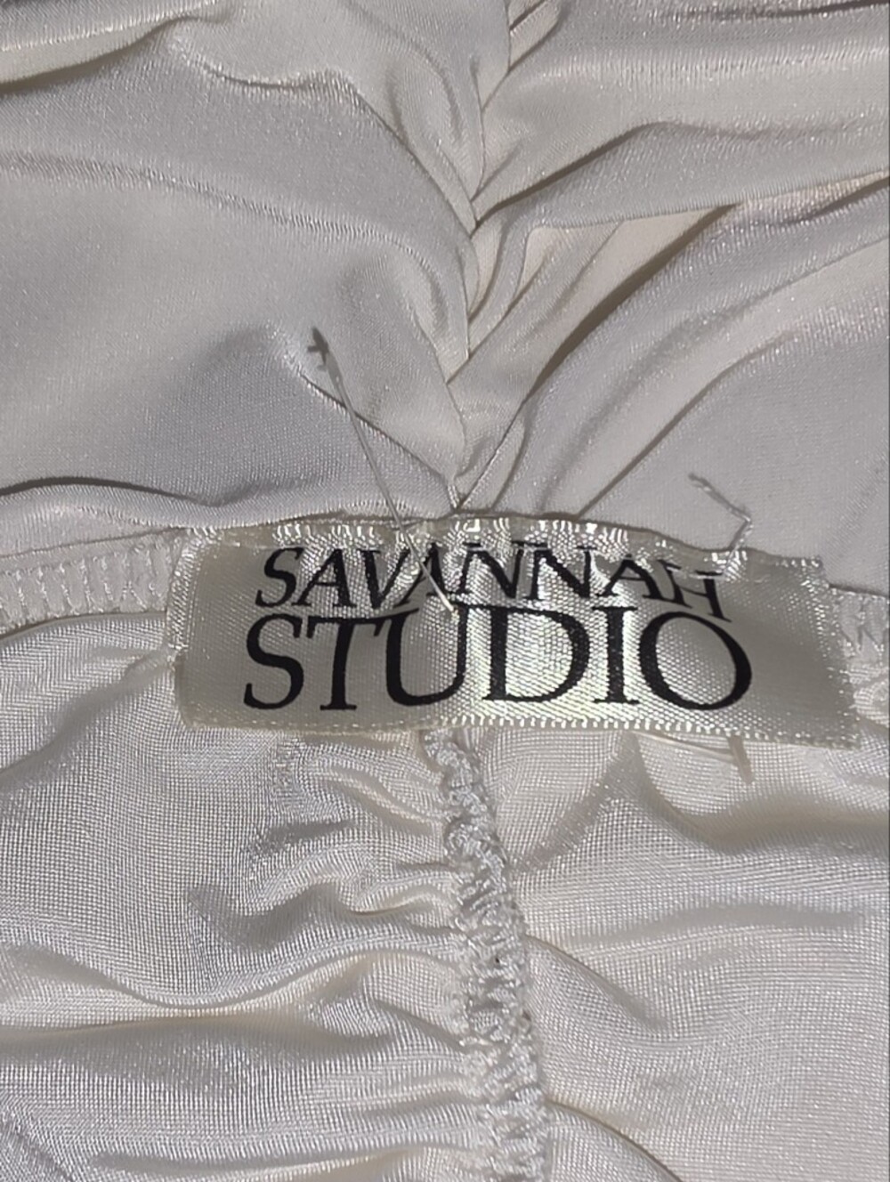 Savannah Studio Dress Sequined Ruched Cream Size L - Picture 12 of 13